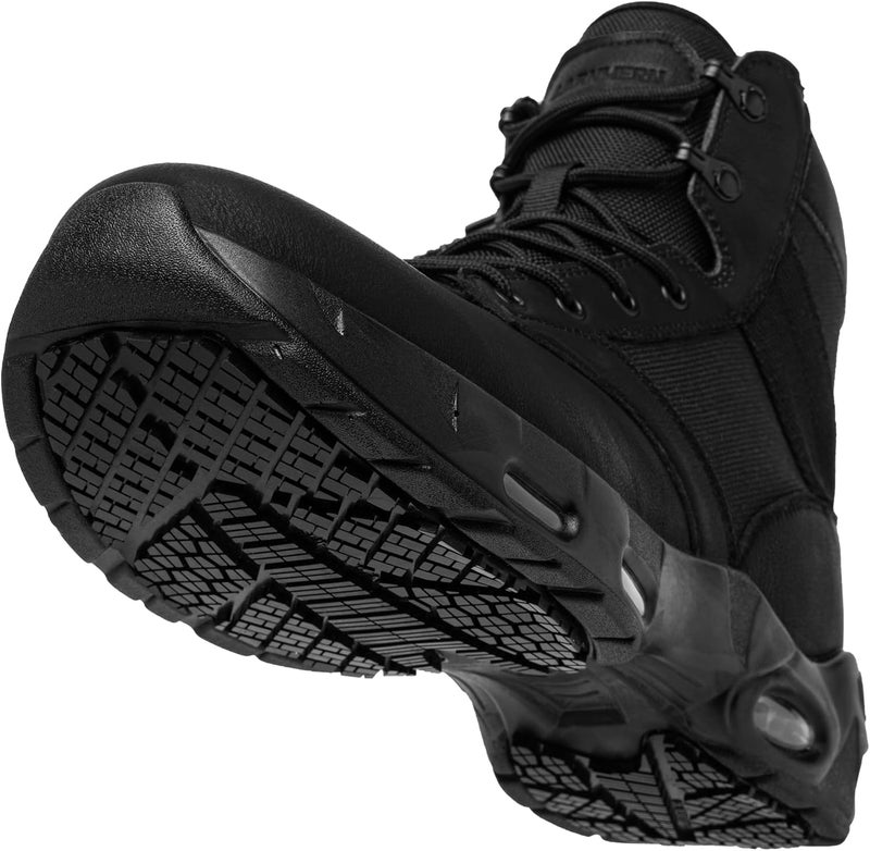 LARNMERN Non Slip Mens Boots Slip Resistant Work Shoes Sole-Cushion Side Zipper Comfort Botas Militares Hombre Zapatos de Trabajo Black - Image 1